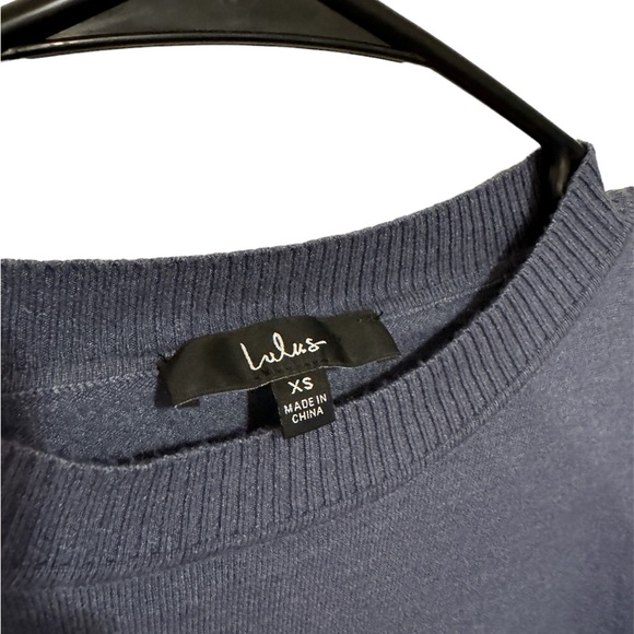 Lulu’s Cozy Comforts Slate Blue Dolman Sleeve Sweater Top - Picture 3 of 3